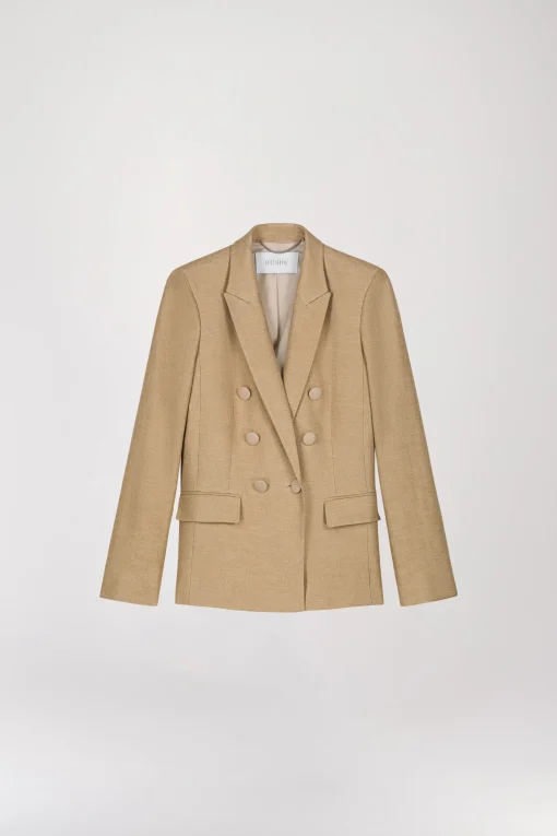 Veste tailleur croisée cintrée beige