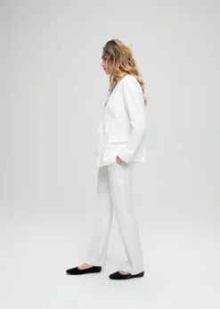 Veste tailleur croisée cintrée blanc
