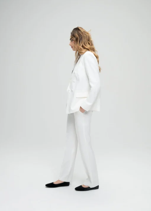 Veste tailleur croisée cintrée blanc