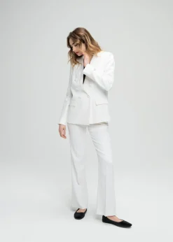 Veste tailleur croisée cintrée blanc