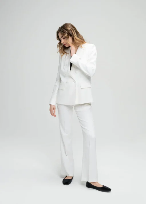 Veste tailleur croisée cintrée blanc