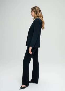 Veste tailleur en crêpe envers satin marine