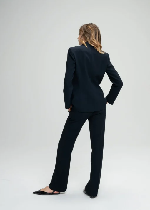 Veste tailleur en crêpe envers satin marine